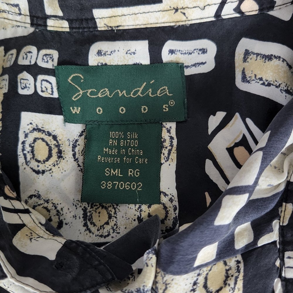 Scandia Woods Silk Geometric Abstract Men's Shirt Size Small - Picture 4 of 5
